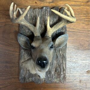 Rustic Deer Head Wall Decor in Brown and Tan